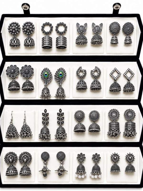 16 Jhumka Set for Women with Premium Gift Box | Traditional Earrings Collection for Girls & Women